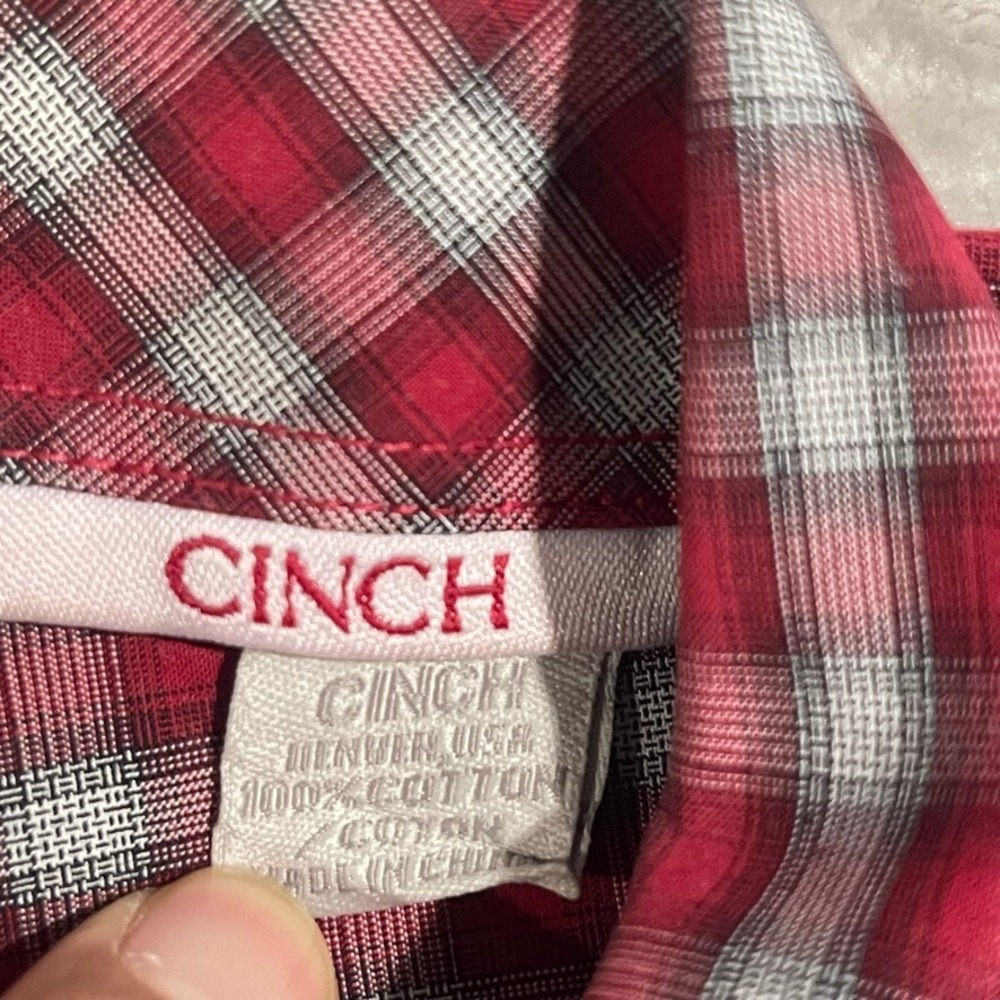 Cinch Shirt Mens Large Red Plaid Western Rodeo Cowboy Long Sleeve Rancher - Picture 4 of 9